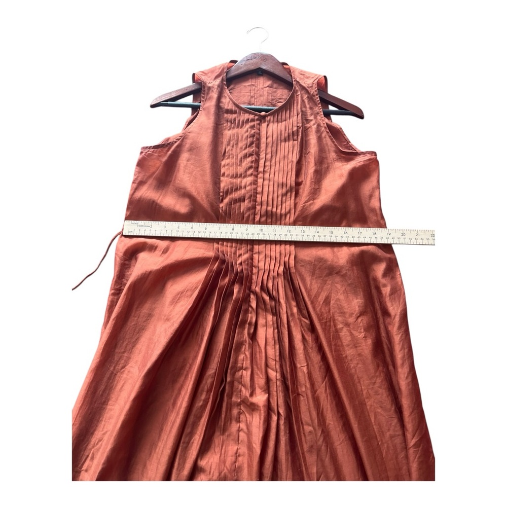 Banana Republic Pintuck Organza Midi Dress Arabian Spice Pumpkin Medium Lined - Picture 14 of 16